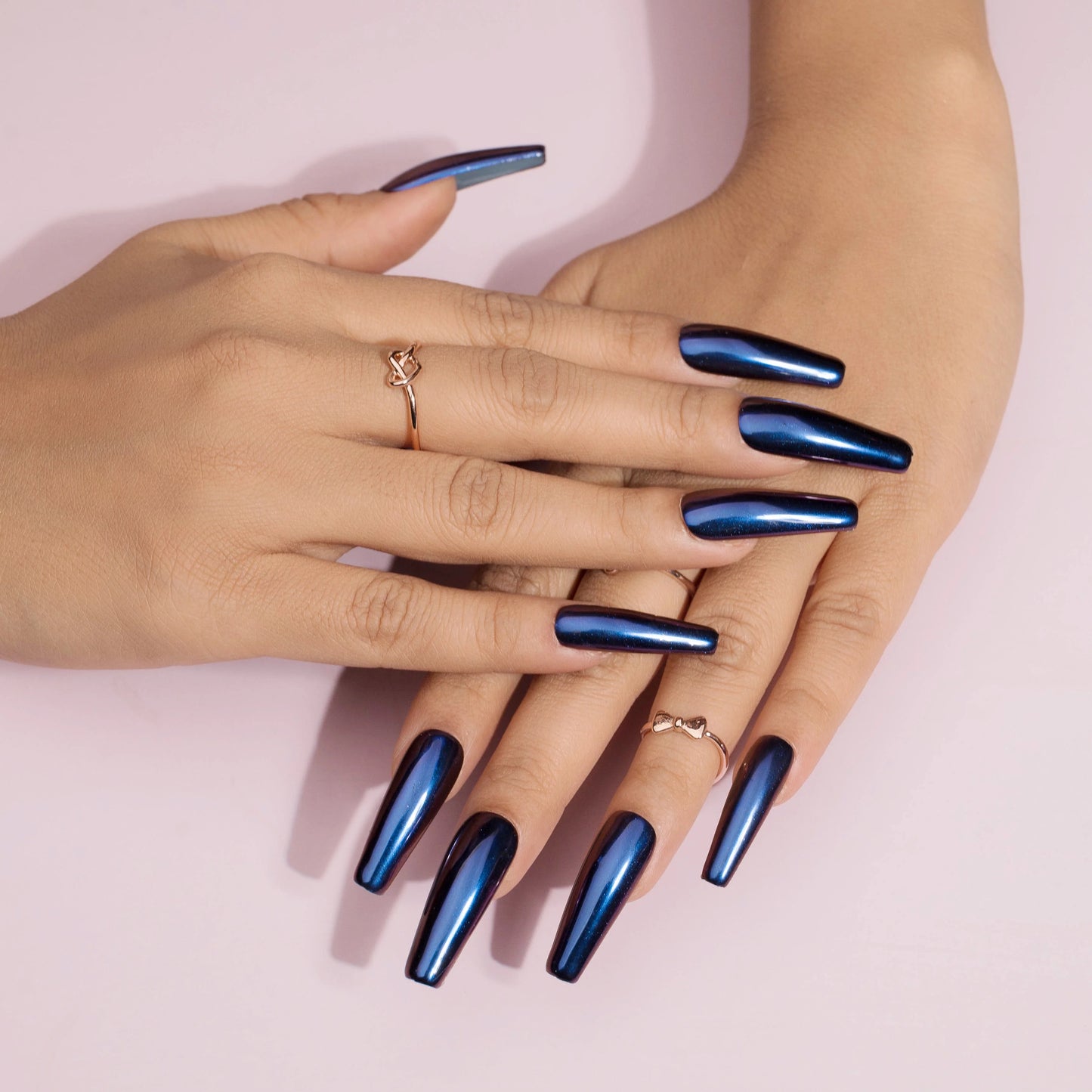 Blue Purple Dual Tone Chamaeleon Black Presson Nails Stick on Nails